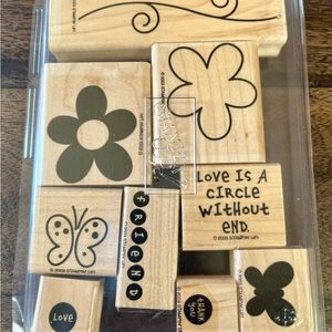 Stampin Up Set Of 9 Wood Backed Rubber Stamps